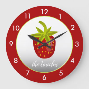 Red Strawberry Personalised Large Clock