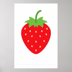 Red Strawberry Retro Poster 60's 70's Quote