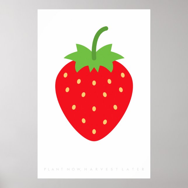 Red Strawberry Retro Poster 60's 70's Quote (Front)