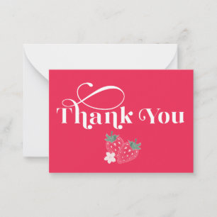 Red Strawberry Theme Thank You Card
