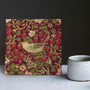 Red Strawberry Thief William Morris Backsplash Tile