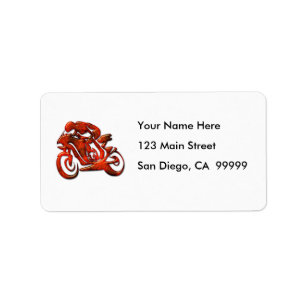 Red Streaks Embossed Motorcycle Racer Label