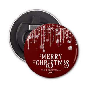 Red String Lights Christmas Party Bottle Opener