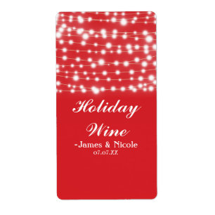Red String Lights Holiday Party Wine Label