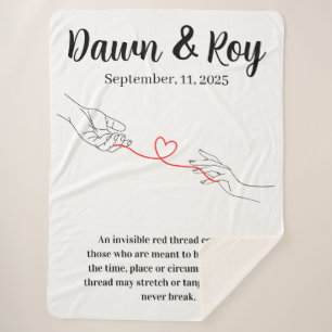 Red string of fate, couple's wedding gift, custom sherpa blanket