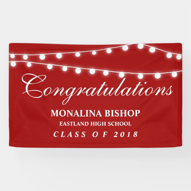 Red | String Of Lights Congratulations Graduate Banner (Horizontal)