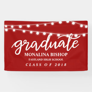 Red String Of Lights Handwritten Graduate Banner