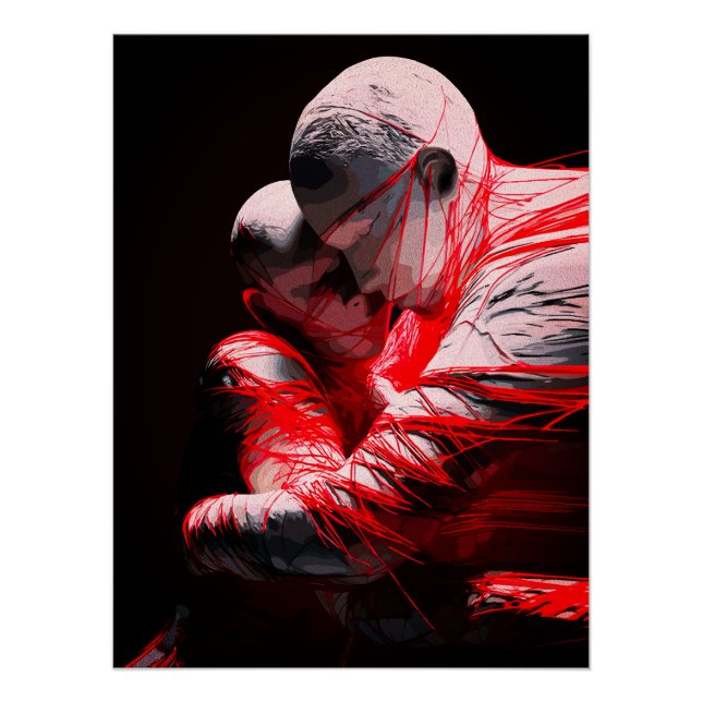 Red Strings of Fate Emotional Embrace Sculpture  Poster (Front)