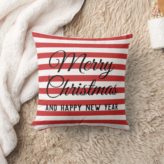 Red strip- merry christmas  cushion (Blanket)