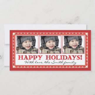 Red stripe 3 photo card