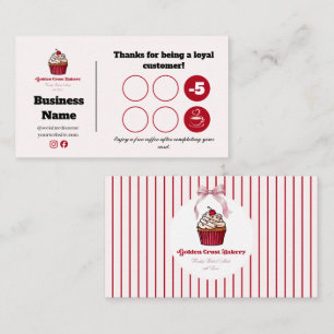Red Stripe Bakery Loyalty Punch Card Design