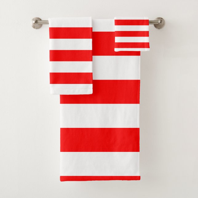 Red Stripe Bath Towel Set (Insitu)