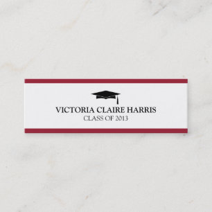 Red stripe border graduation cap name card