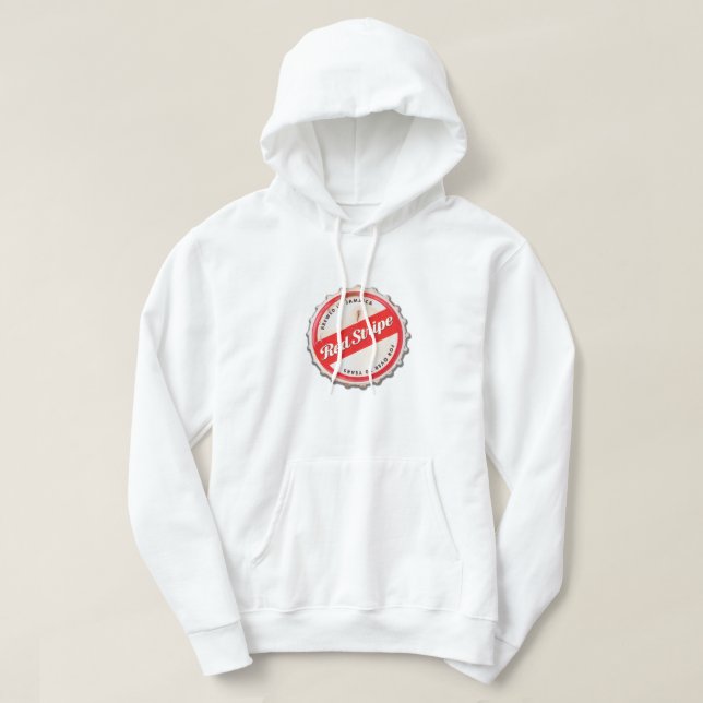 Red Stripe Bottle Cap Hoodie (Design Front)