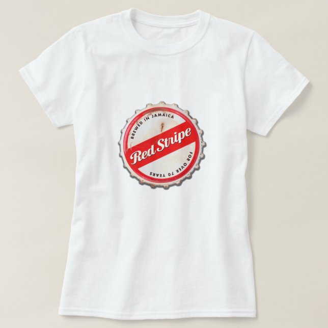 Red Stripe Bottle Cap T-Shirt (Design Front)