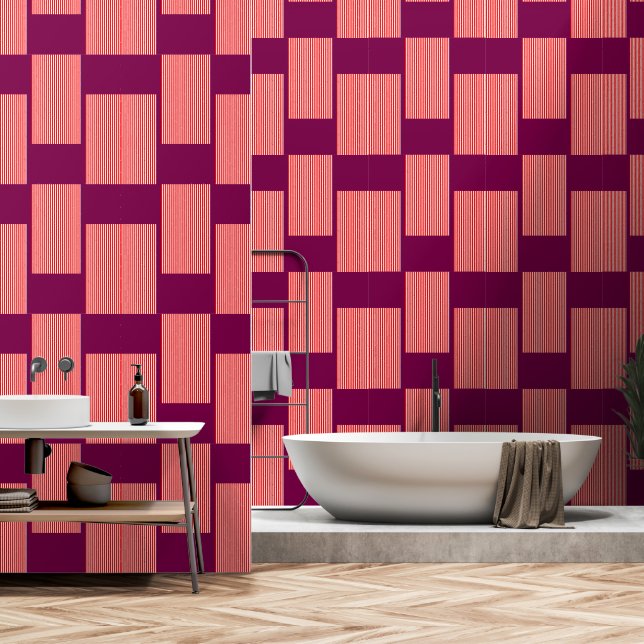 Red Stripe Burgundy      Wallpaper (Bathroom)