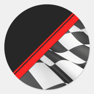 Red Stripe Chequered Flag Racing Sticker