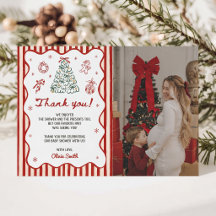 Red Stripe Christmas Baby Shower Photo