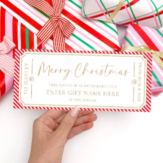 Red Stripe Christmas Gift Voucher Card