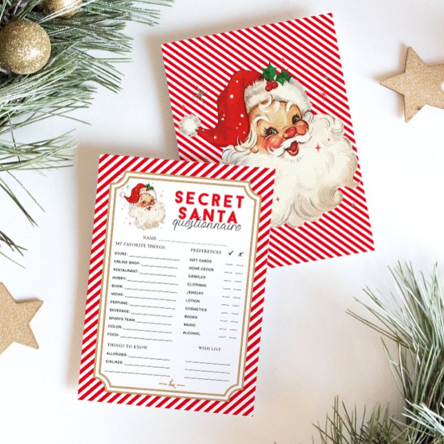 Red Stripe ChristmasSecret Santa Questionnaire (Secret Santa Questionnaire)