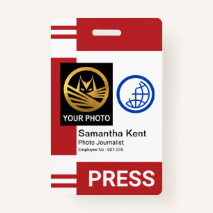 Red Stripe Columns Special Photo Frame Press ID ID Badge