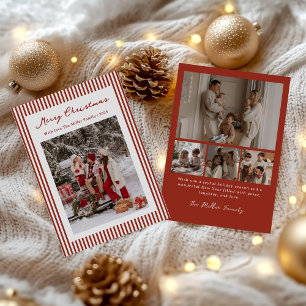 Red Stripe Family Christmas Photo Holiday Card