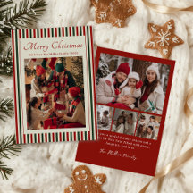 Red Stripe Family Photo Christmas Holiday Card