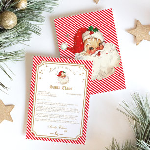Red Stripe Letter From Santa Invitation