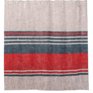Red Stripe Linen: Knitwear Texture Shower Curtain
