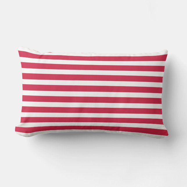 Red Stripe Nautical Throw Pillow (Front)