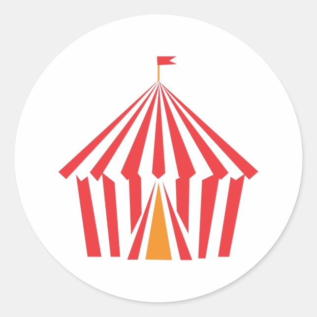 Red Stripe Tent Classic Round Sticker (Front)