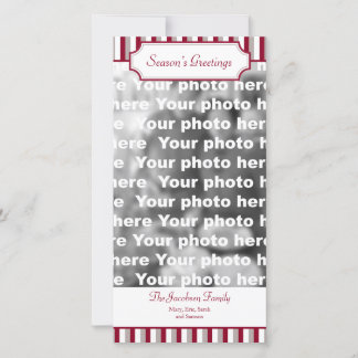 Red stripe vertical Christmas holiday greeting Card