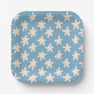 Red Stripe White & Blue Family Stars Barbecue Paper Plate