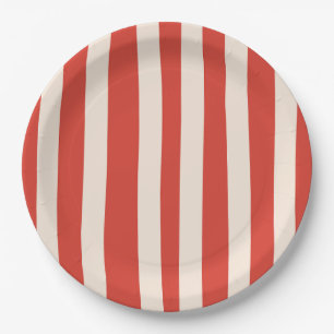 Red Stripe White & Blue Family Stripes Barbecue Paper Plate