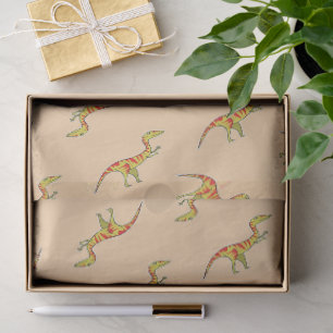 Red stripe yellow dinosaurs tissue paper