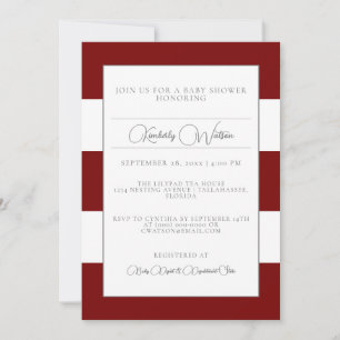 Red Striped Baby Shower Invitation