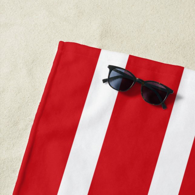 Red striped beach towel (In Situ)