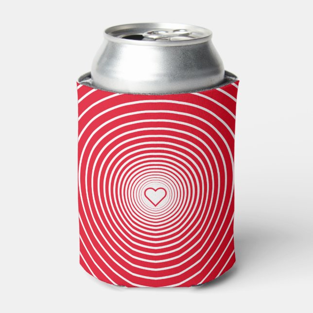 Red Striped Can Cooler with Heart or Choose Colour (Can Front)