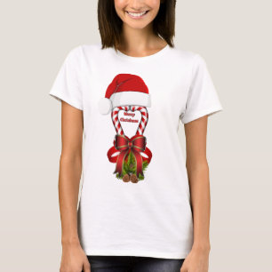 Red  Striped Christmas Candy Cane T-Shirt