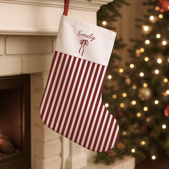Red Striped Christmas Stocking with Bow (Creator Uploaded)