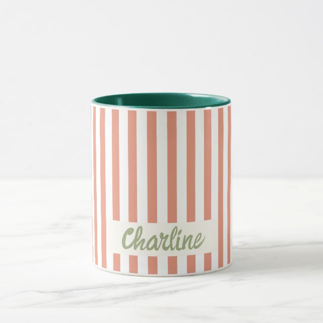 Red Striped Circus Customised name Mug (Center)