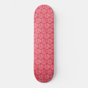 Red Striped Cubes Skateboard