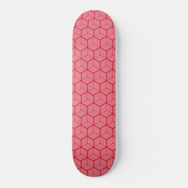 Red Striped Cubes Skateboard (Front)