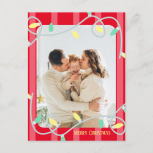 Red Striped Family Photo Christmas Card