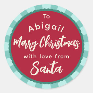 Red striped From Santa gift sticker