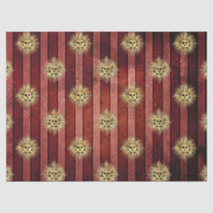 Red striped gold sun face pattern vintage gothic Tissue Paper