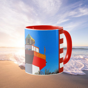 Red Striped Hilton Head Harbour Town Lighthouse Coffee Mug