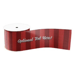 Red Striped Holiday Knit Look - Add any text to  Grosgrain Ribbon