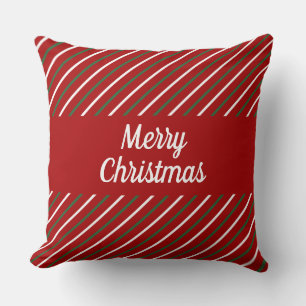 Red Striped Merry Christmas Cushion