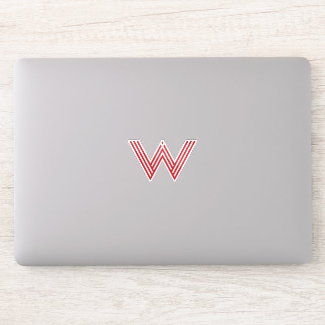 Red Striped minimal line Letter W monogram (Computer)